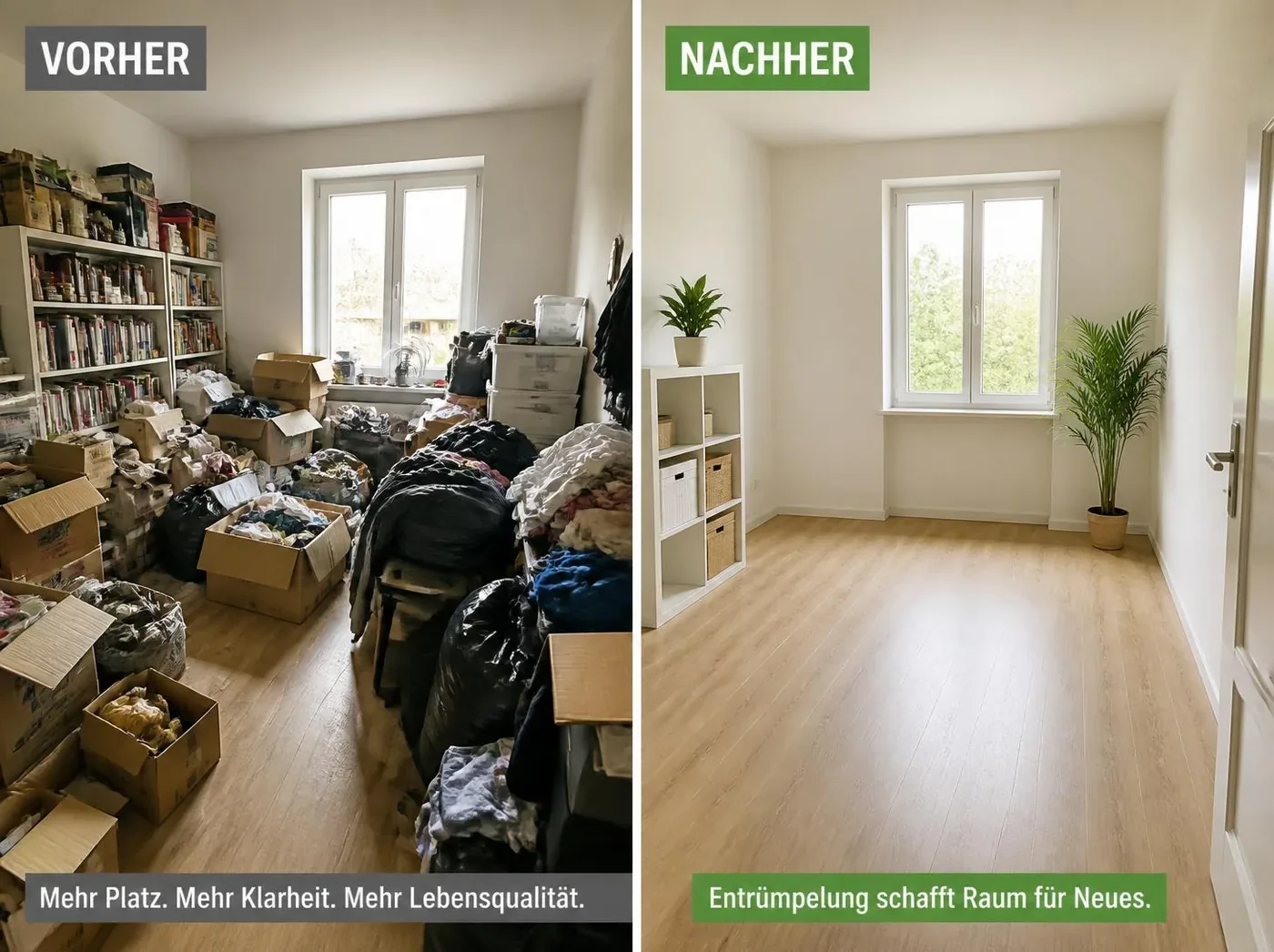 Entrümpelung Hannover vorher und nachher – Zimmer geräumt