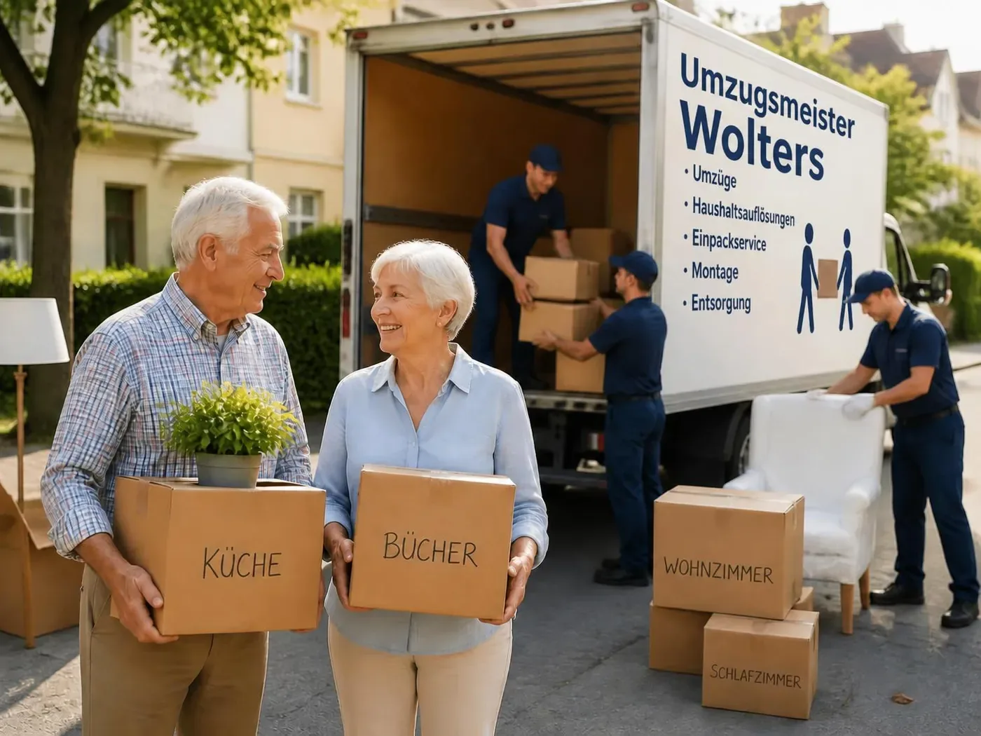 Seniorenumzug in Hannover – Umzugsunternehmen Wolters mit Senioren Seniorenumzug in Hannover – Umzugsmeister Wolters