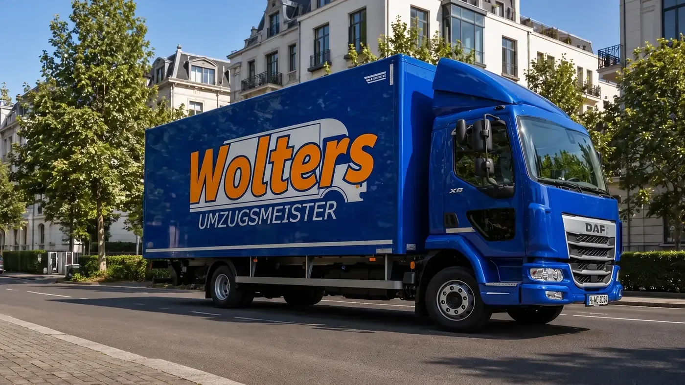 Umzugswagen von Umzugsmeister Wolters auf dem Weg nach Wolfenbüttel